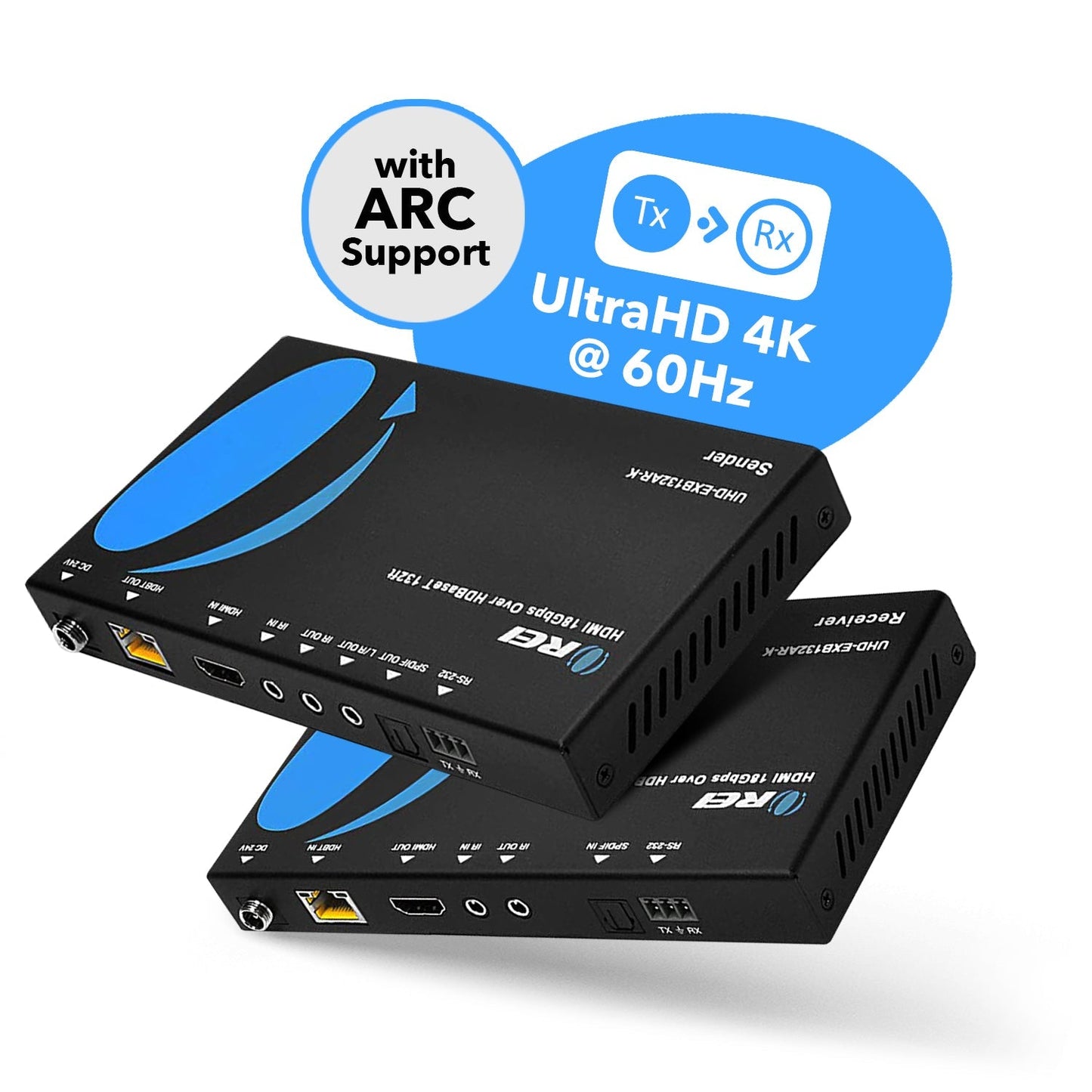 Ultra HD 4K HDMI Extender with HDBaseT Over CAT5e/6/7 Support ARC & Audio Extraction (UHD-EXB132AR-K)