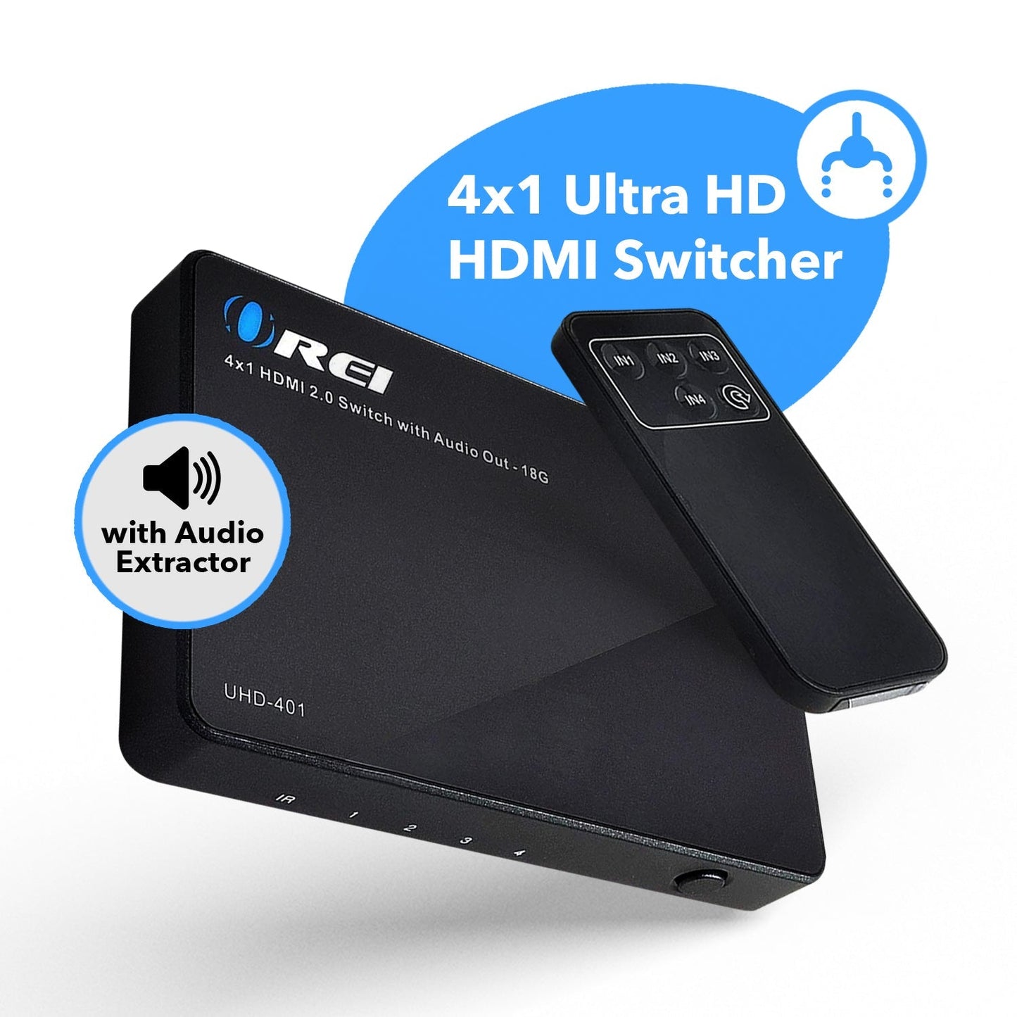 Ultra HD 4x1 HDMI Switch with Audio Extractor & IR Remote (UHD-401)