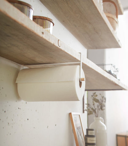 Undershelf Paper Towel Holder - Steel + Wood