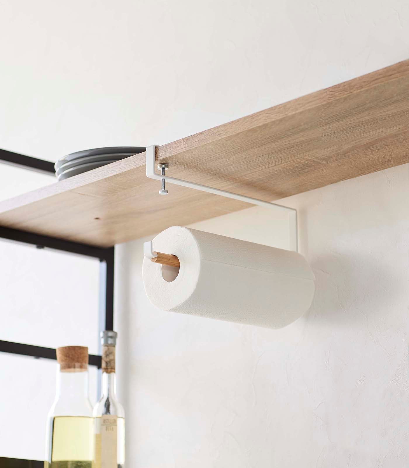 Undershelf Paper Towel Holder - Steel + Wood