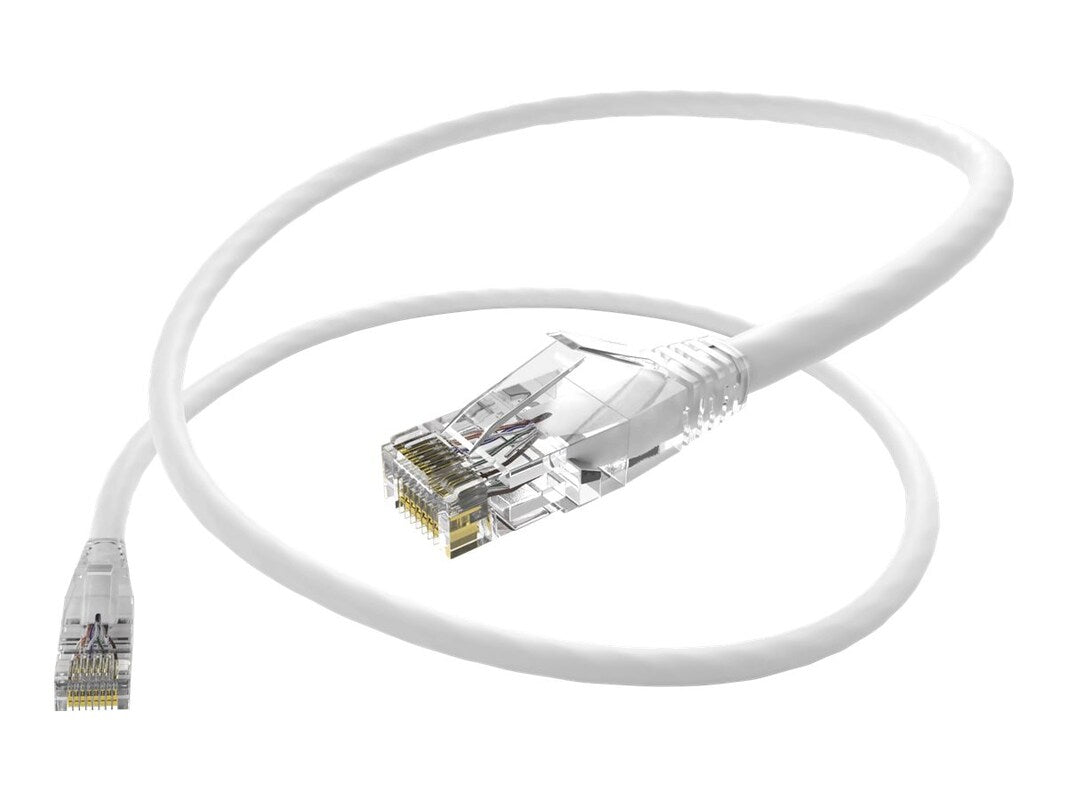 Unirise 15 Foot Cat6 Snagless Clearfit Patch Cable White - High Density Cat6 Ult