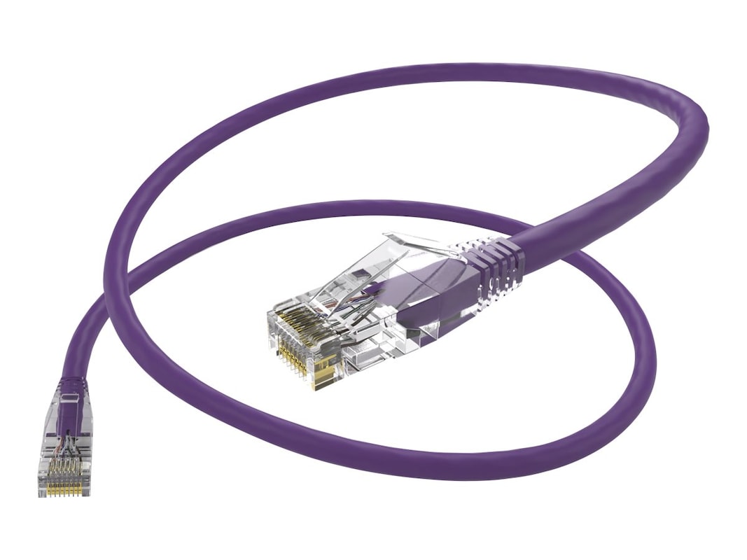 Unirise 25 Foot Cat6 Snagless Clearfit Patch Cable Purple - High Density Cat6 Ul