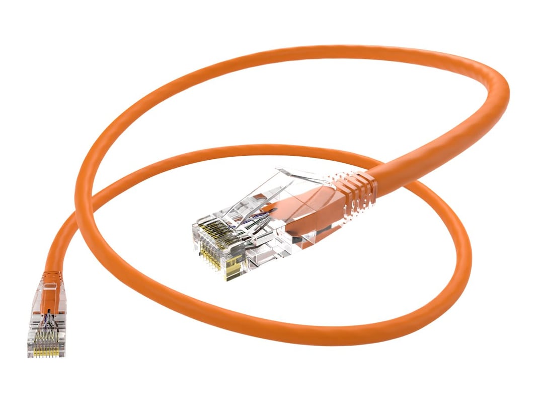 Unirise 30 Foot Cat6 Snagless Clearfit Patch Cable Orange - High Density Cat6 Ul