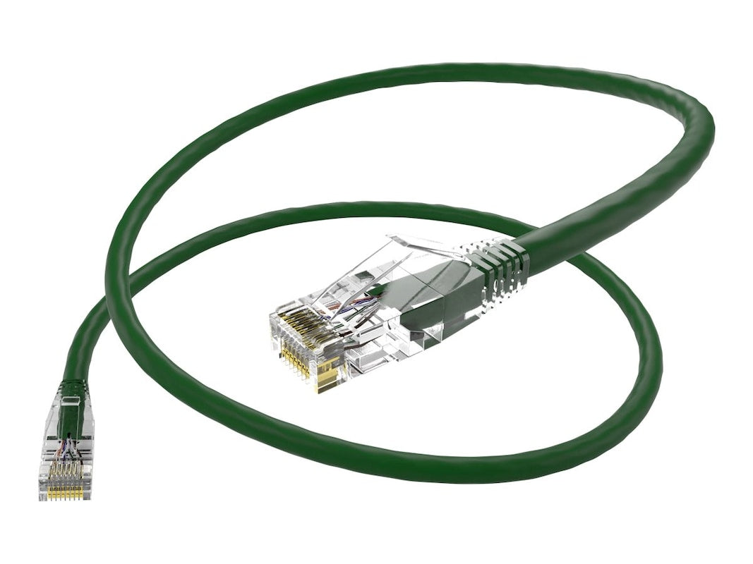 Unirise 6 Inch Cat6 Snagless Clearfit Patch Cable Green - High Density Cat6 Ultr