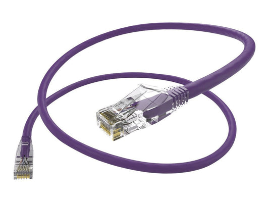 Unirise 8 Foot Cat6 Snagless Clearfit Patch Cable Purple - High Density Cat6 Ult