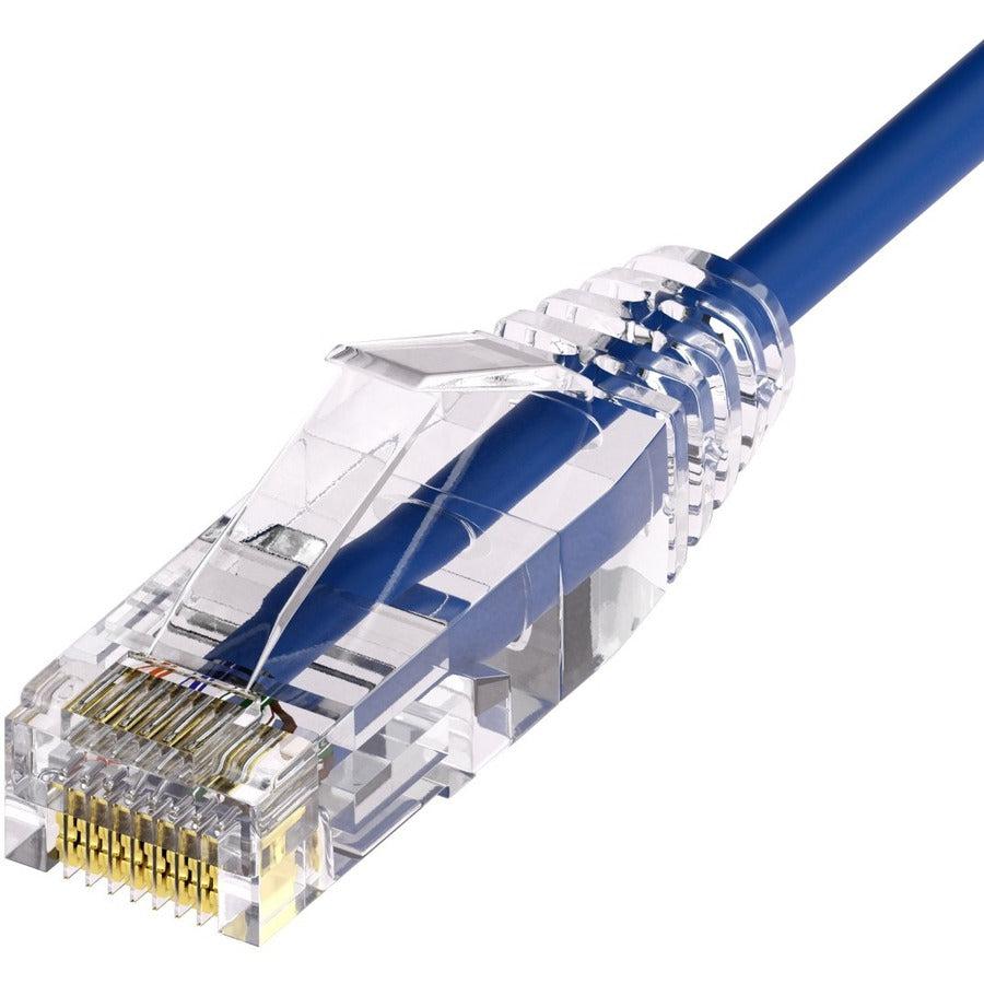 Unirise ClearFit Slim 28AWG Cat6A Patch Cable, Snagless, Blue, 30ft