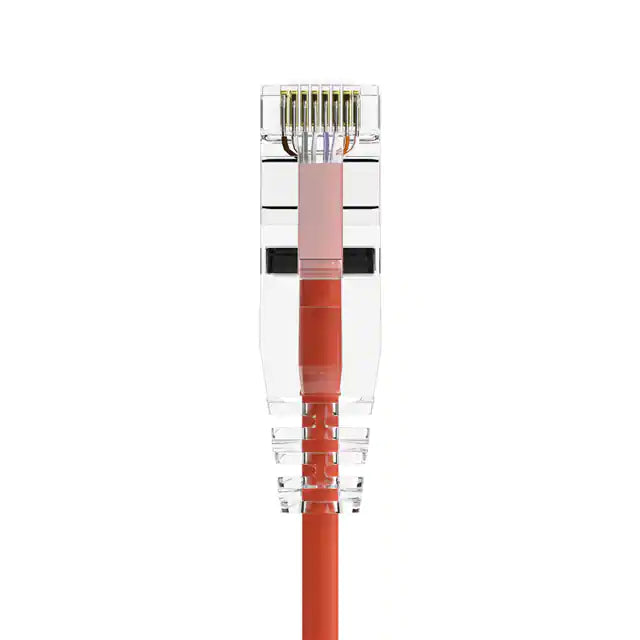 Unirise Clearfit Slim 28Awg Cat6A Patch Cable, Snagless, Red, 30Ft