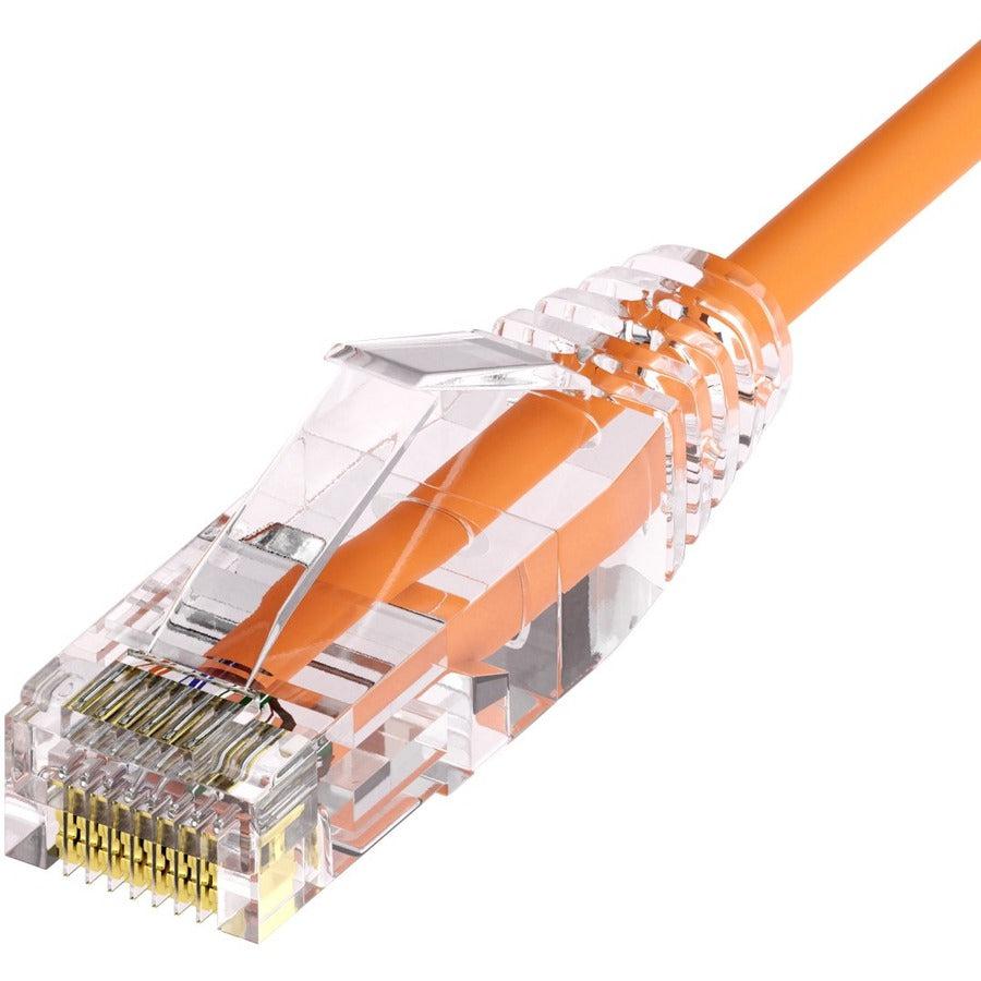 Unirise Clearfit Slim&trade; Cat6A 28AWG Patch Cable, Snagless, Orange, 4ft