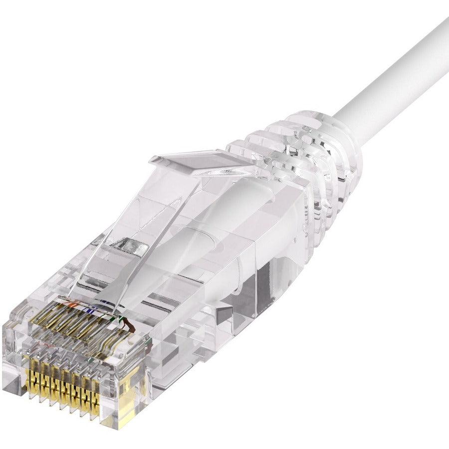Unirise Clearfit Slim&trade; Cat6A 28AWG Patch Cable, Snagless, White, 3ft