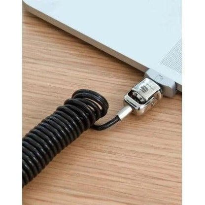 Universal Coiled Security Cable Lock T-bar with peripheral Security Trap