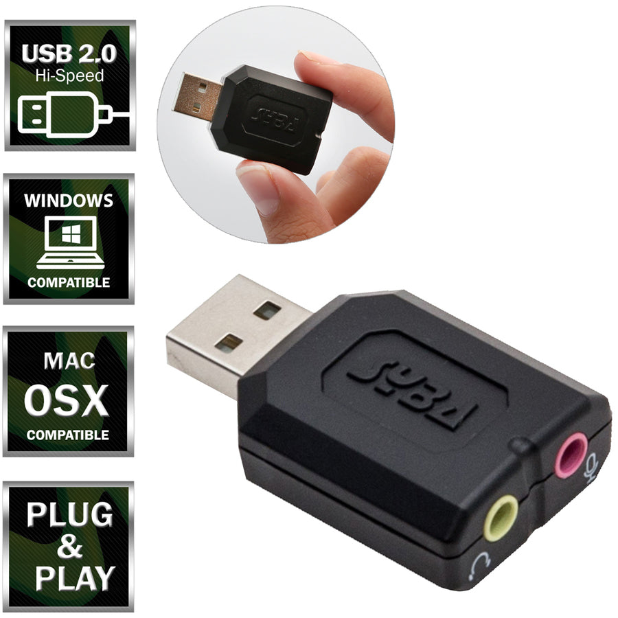 Usb2.0 Stereo Sound Adapter,Add Stereo Output Mono Input Led