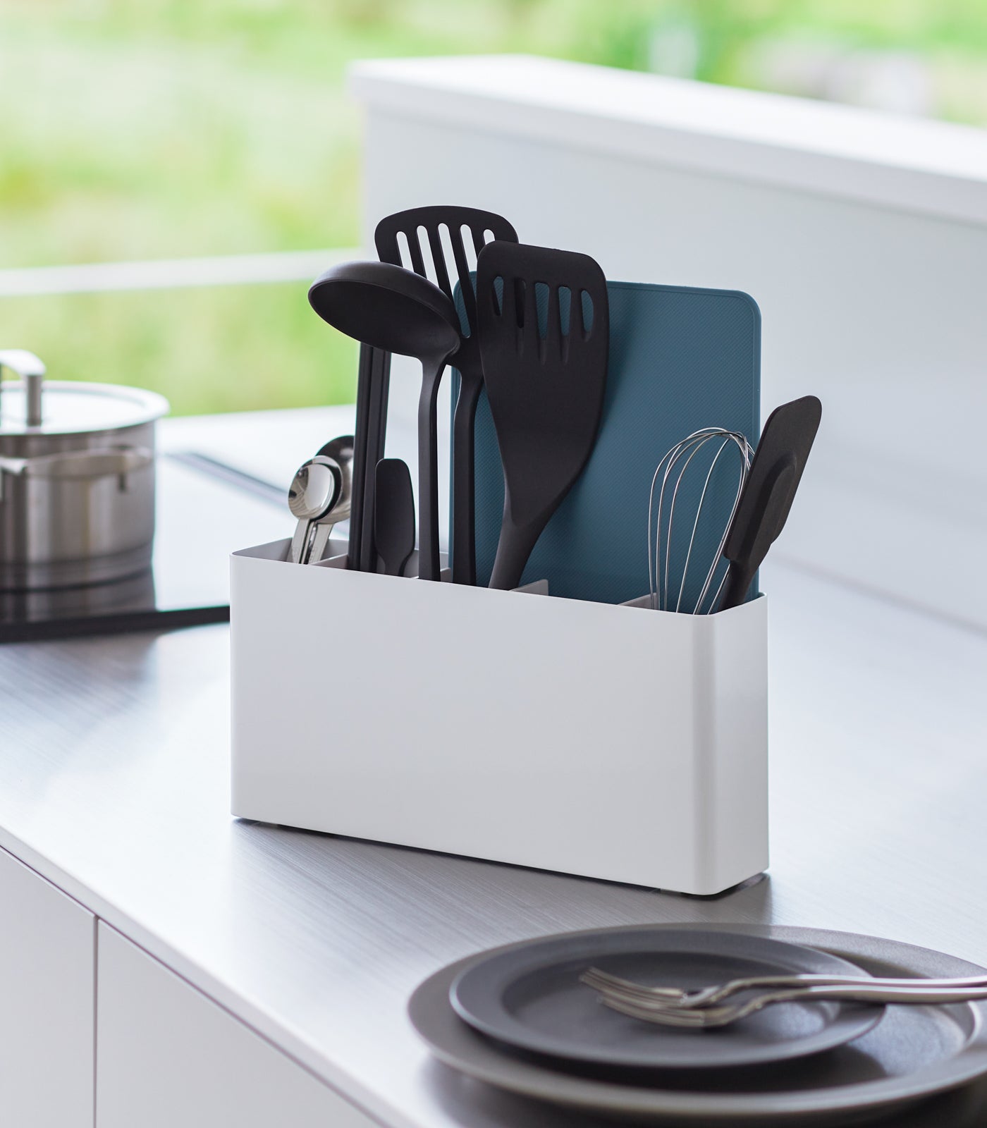 Utensil & Thin Cutting Board Holder - Steel