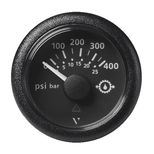 Veratron 2-1/16" (52mm) ViewLine Transmission Oil Pressure 400 PSI/25 Bar - Black Dial &amp; Round Bezel