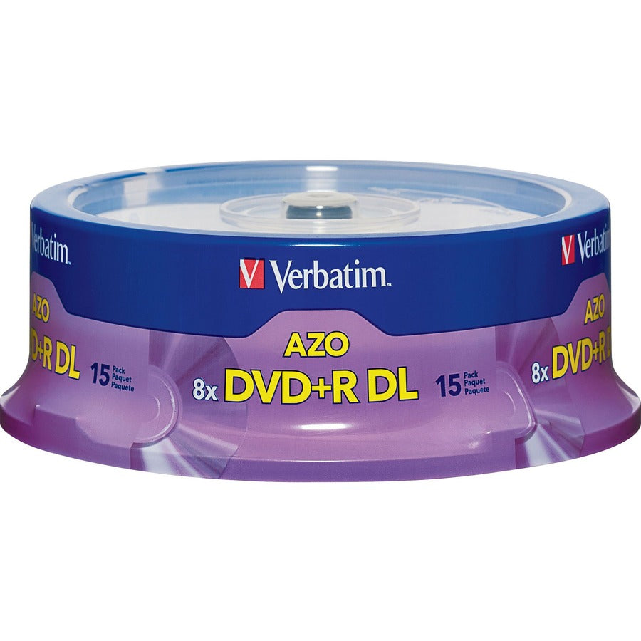 Verbatim Dvd+R Dl 8.5Gb 8X With Branded Surface - 15Pk Spindle