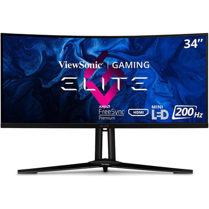 ViewSonic ELITE XG341C-2K 34 Inch 1440p Curved Gaming Monitor with 1ms, 200Hz, Mini LED, HDMI 2.1, DisplayPort, and USB C for Esports