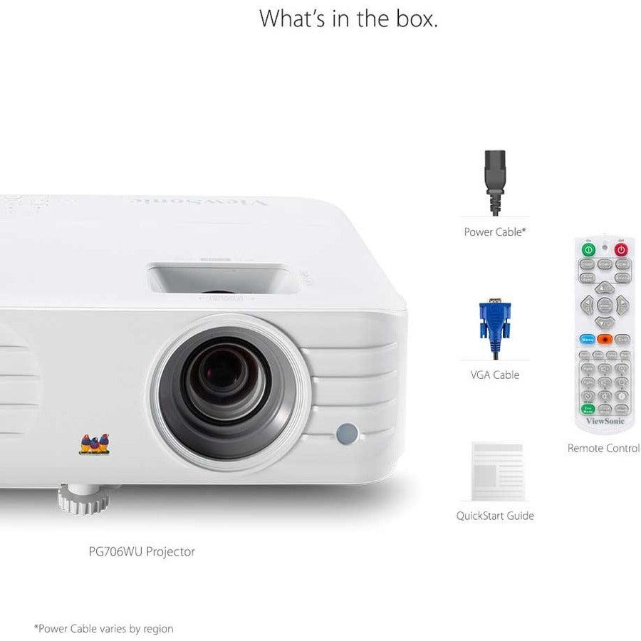 Viewsonic Pg706Wu Data Projector Standard Throw Projector 4000 Ansi Lumens Dlp Wuxga (1920X1200) 3D White