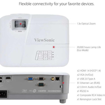 Viewsonic Pg707W Data Projector Standard Throw Projector 4000 Ansi Lumens Dmd Wxga (1280X800) White