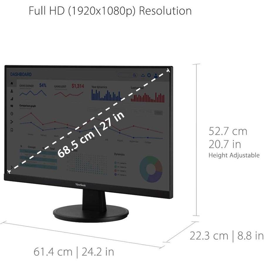 Viewsonic Va2747-Mhj Computer Monitor 68.6 Cm (27") 1920 X 1080 Pixels Full Hd Led Black