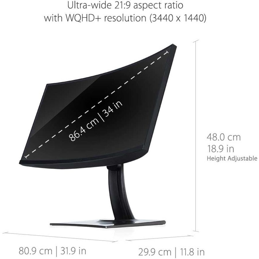 Viewsonic Vp Series Vp3481A Computer Monitor 86.4 Cm (34") 3440 X 1440 Pixels Wide Quad Hd Led Black