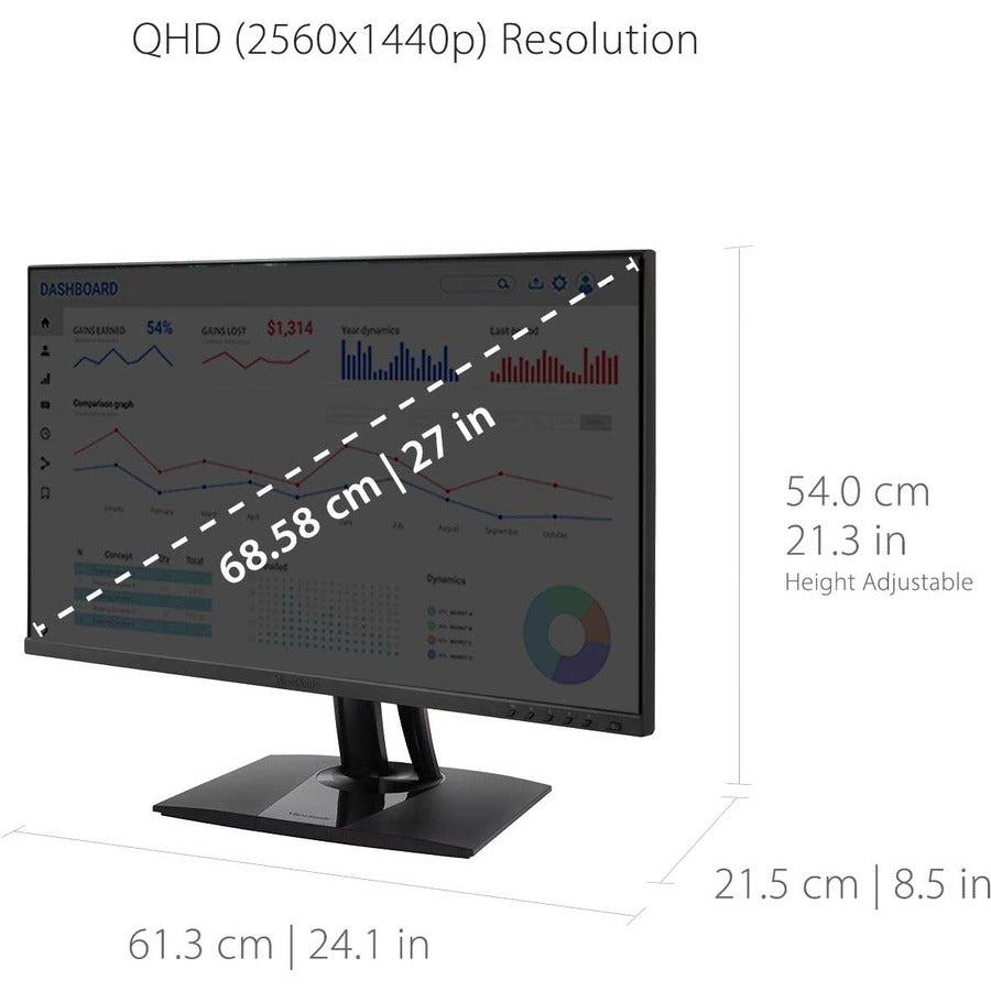 Viewsonic Vp2756-2K Computer Monitor 68.6 Cm (27") 2560 X 1440 Pixels Wide Quad Hd Led Black