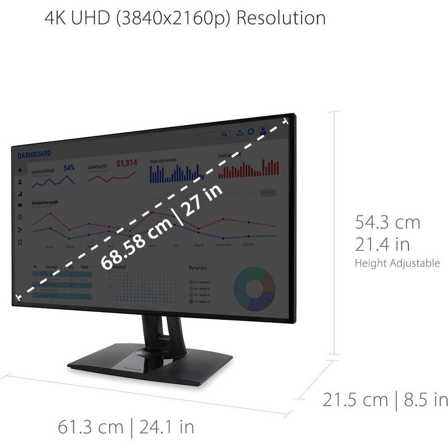 Viewsonic Vp2768A-4K Computer Monitor 68.6 Cm (27") 3840 X 2160 Pixels 4K Ultra Hd Led Black