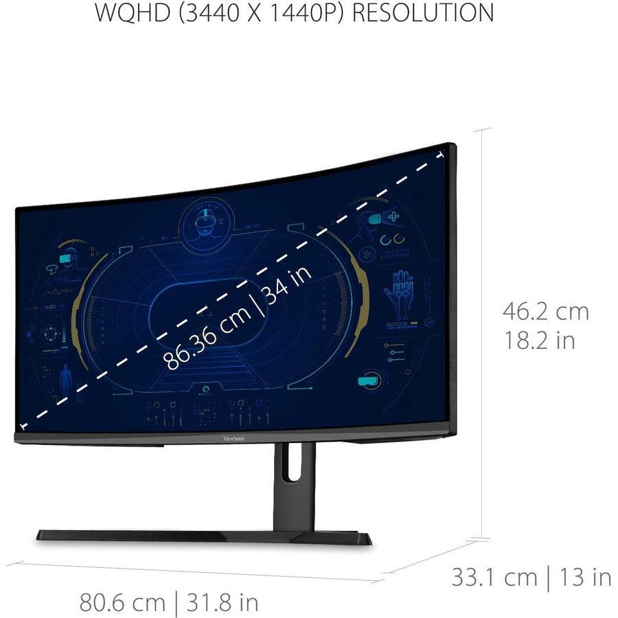 Viewsonic Vx Series Vx3418-2Kpc Led Display 86.4 Cm (34") 3440 X 1440 Pixels Wide Quad Hd Black