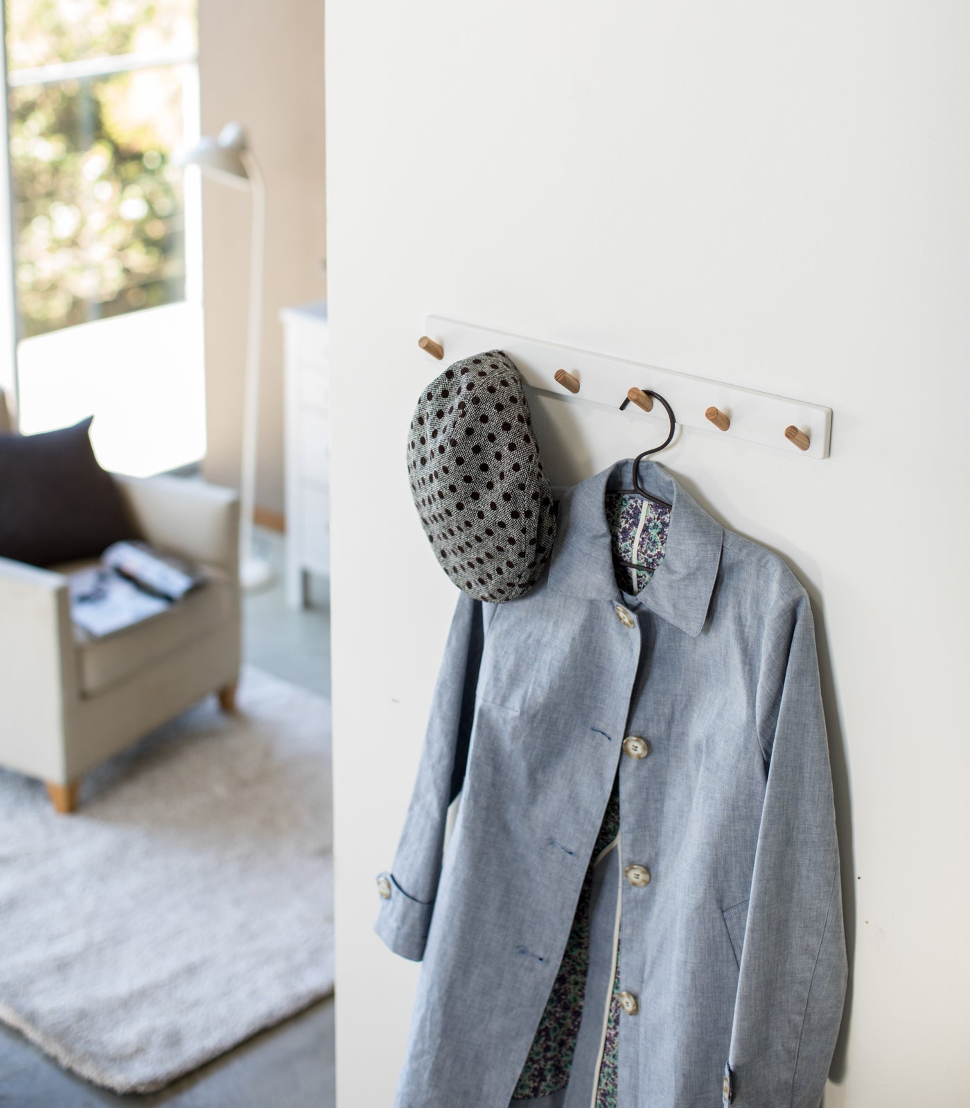 Wall-Mounted Coat Rack - Steel + Wood