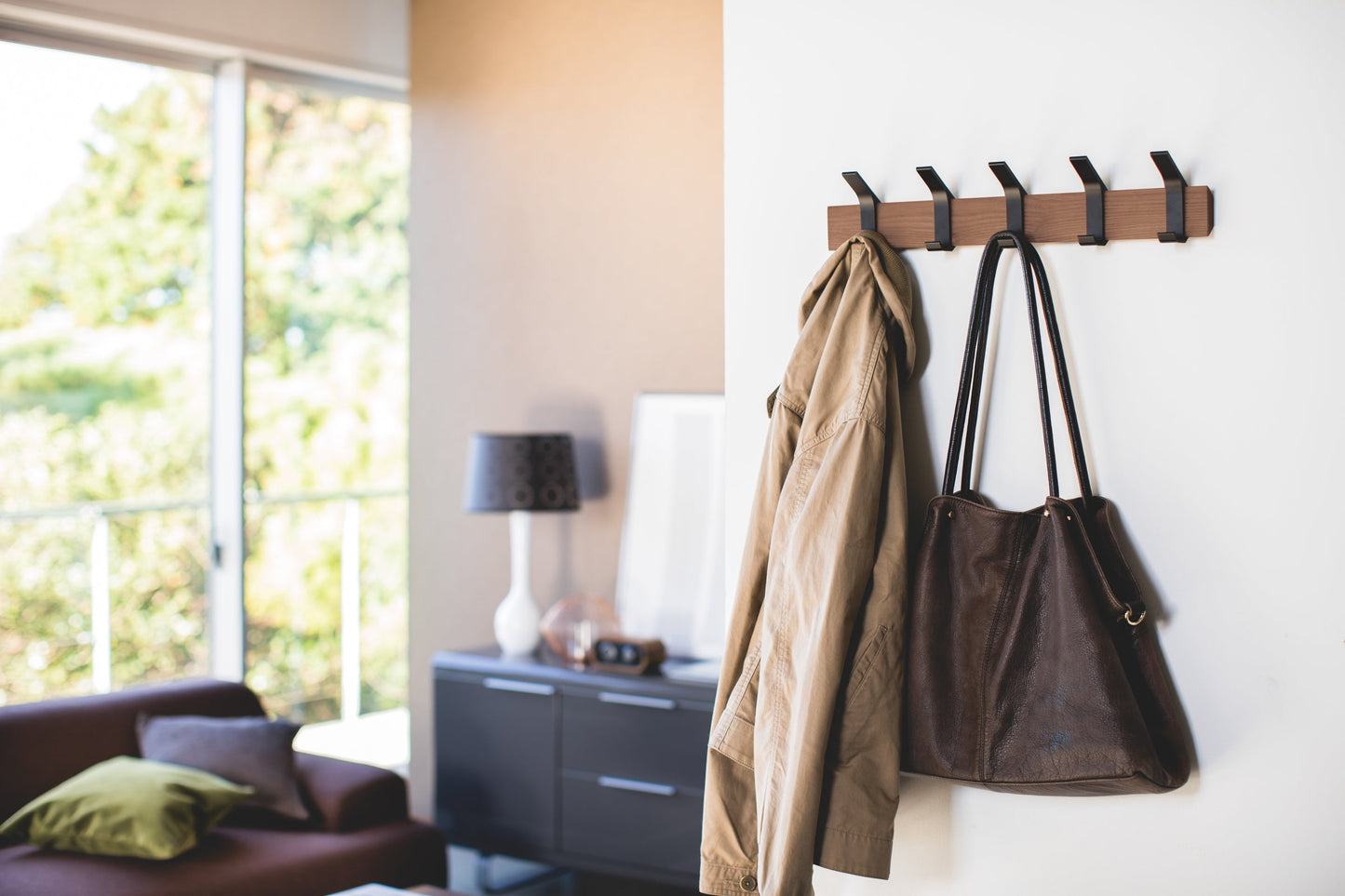 Wall-Mounted Coat Rack - Steel + Wood