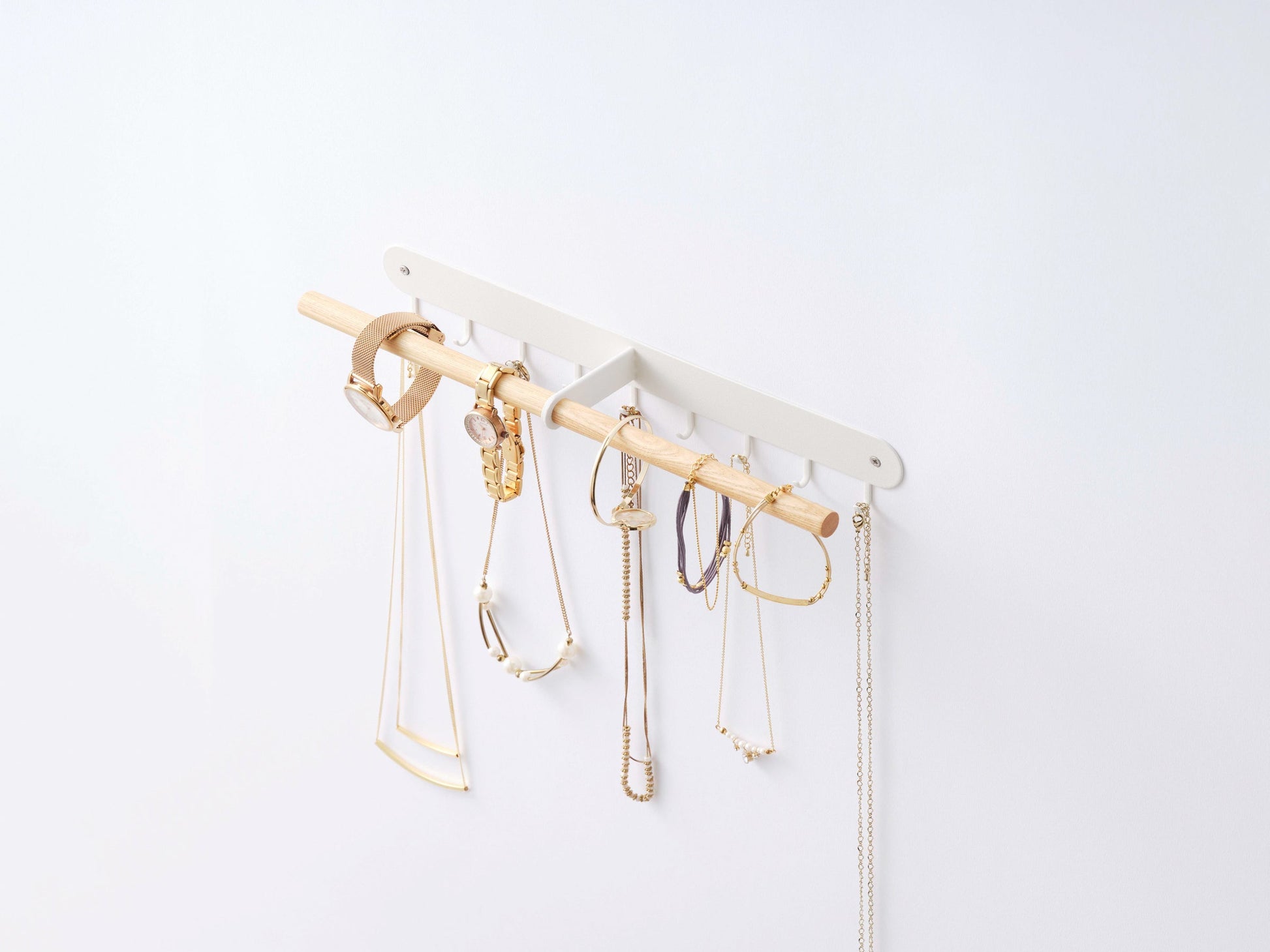 Wall-Mounted Jewelry Rack - Steel + Wood