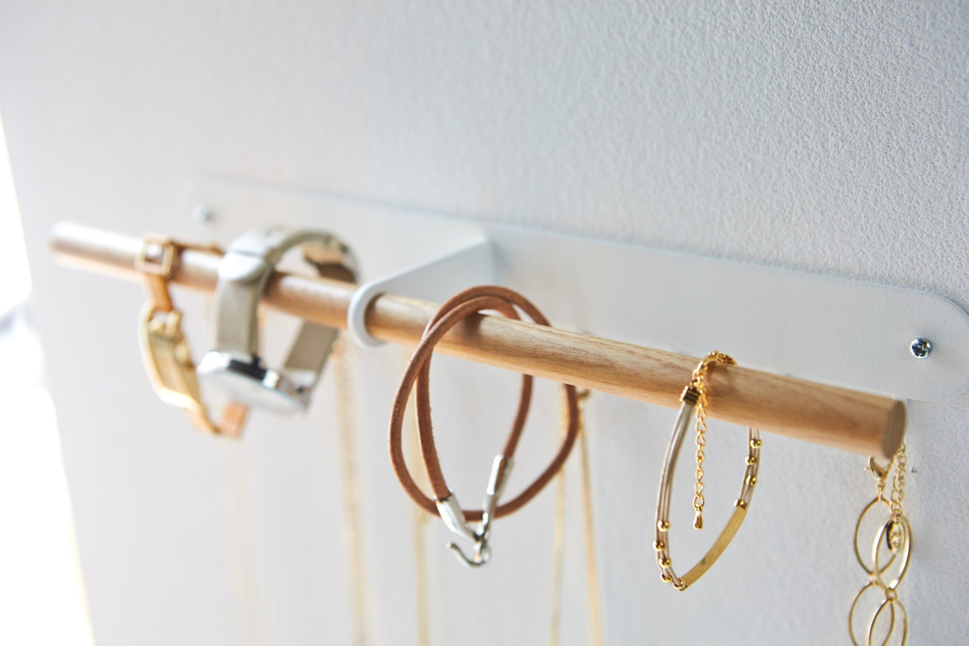 Wall-Mounted Jewelry Rack - Steel + Wood