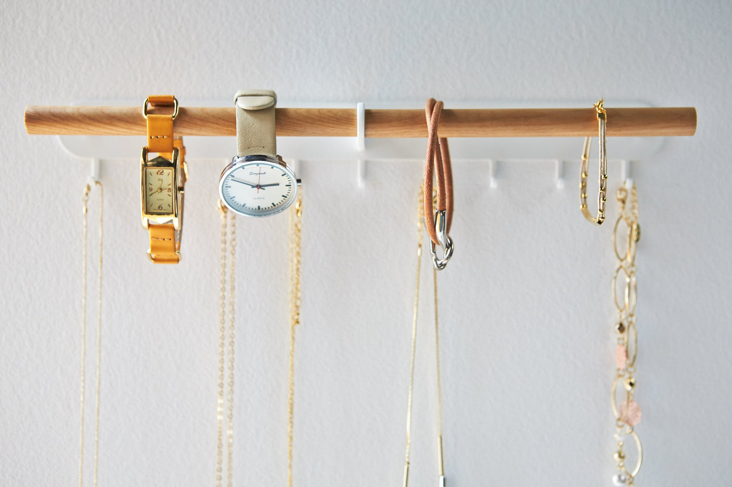 Wall-Mounted Jewelry Rack - Steel + Wood