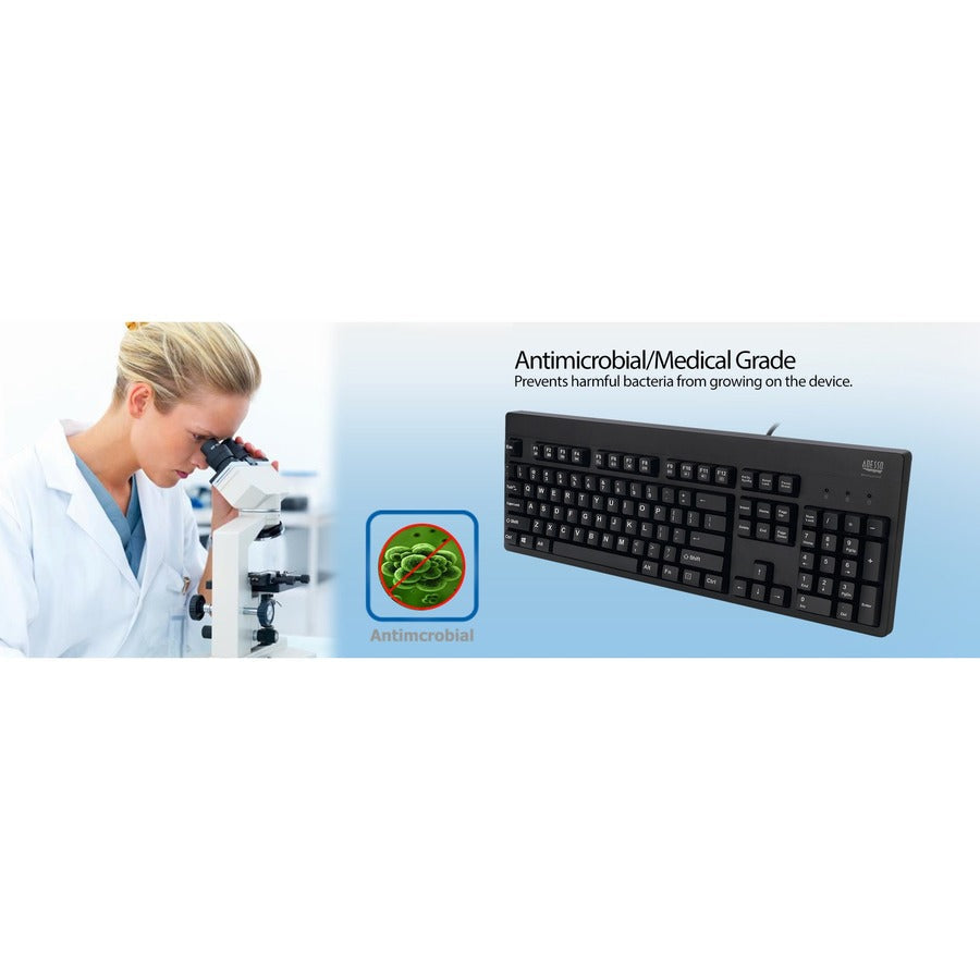 Waterproof Desktop Keyboard,Usb Ip67 Blk Washable Med Grade