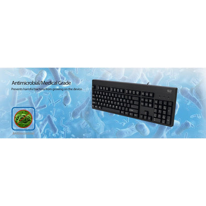 Waterproof Desktop Keyboard,Usb Ip67 Blk Washable Med Grade