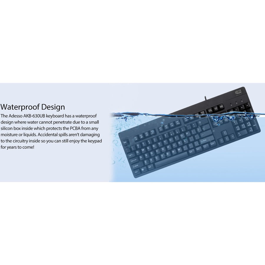 Waterproof Desktop Keyboard,Usb Ip67 Blk Washable Med Grade