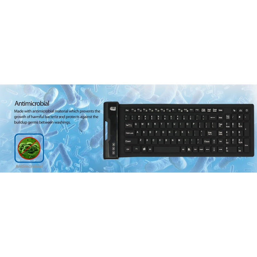 Waterproof Flexible Keyboard,Antimicrobial/Wash/108Keys/Usb