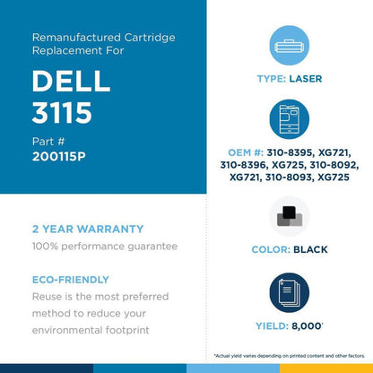 West Point High Yield Laser Toner Cartridge - Alternative For Dell (310-8092, 310-8093, 310-8395, 310-8396, Xg721, Xg725) - Black Pack