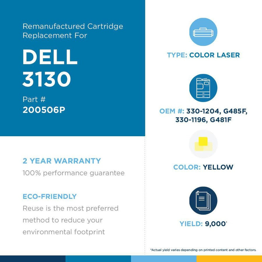 West Point High Yield Laser Toner Cartridge - Alternative For Dell (330-1196, 330-1204, G481F, G485F) - Yellow Pack