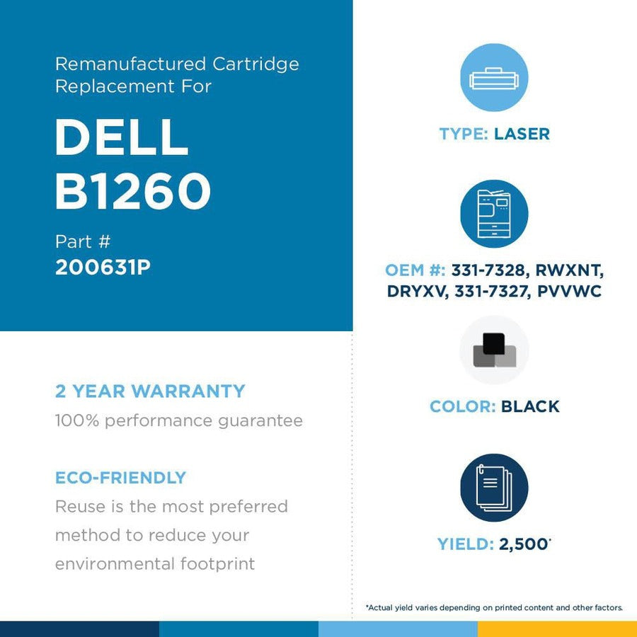 West Point High Yield Laser Toner Cartridge - Alternative For Dell (331-7327, 331-7328, Dryxv, Pvvwc, Rwxnt) - Black Pack