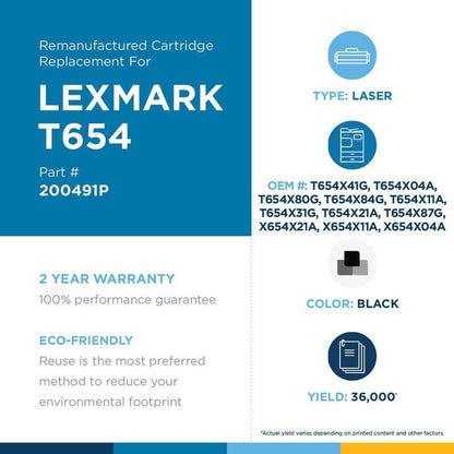 West Point High Yield Laser Toner Cartridge - Alternative For Lexmark (X654X04A, X654X11A, X654X21A, T654X87G, T654X21A, T654X31G, T654X11A, T654X84G, T654X80G, T654X04A, T654X41G) - Black Pack