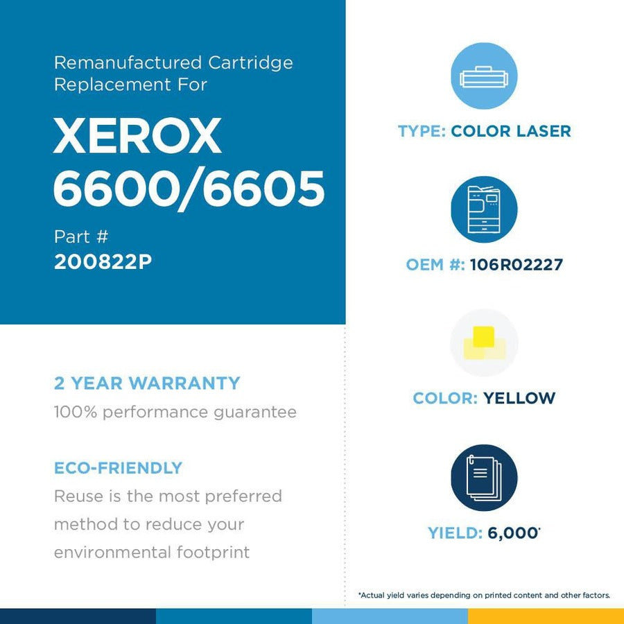 West Point High Yield Laser Toner Cartridge - Alternative For Xerox (106R02227) - Yellow Pack