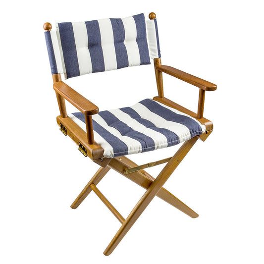 Whitecap Director&#39;s Chair w/Navy &amp; White Cushion - Teak