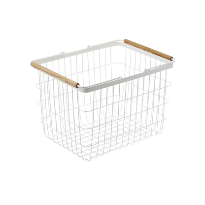 Wire Basket - Two Sizes - Steel + Wood