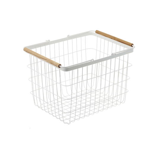 Wire Basket - Two Sizes - Steel + Wood