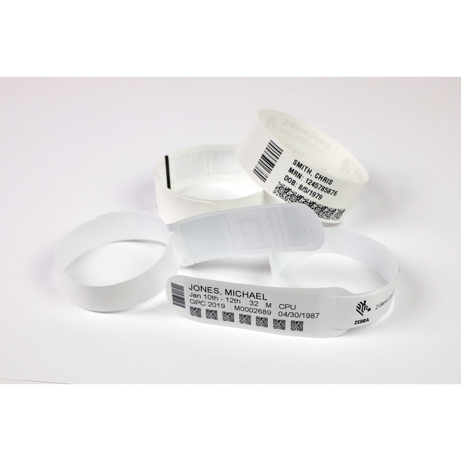 Zebra Wristband Polypropylene 1 X 6In Direct Thermal Zebra Z-Band Comfort Hc100