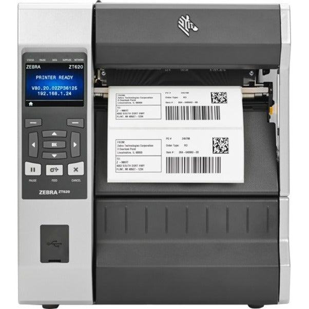 Zebra Zt620 Industrial Direct Thermal/Thermal Transfer Printer - Monochrome - Label Print - Ethernet - Usb - Serial - Bluetooth Zt62062-T110100Z