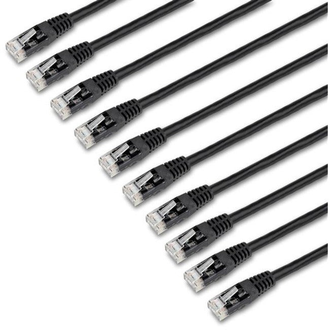 10Pk 6Ft Cat6 Cable Black,Molded - 24 Awg Copper Wire