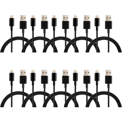 10Pk 1M 3Ft Black Lightning,Cable Ipad Iphone 7 8 Xr Xs 11 12