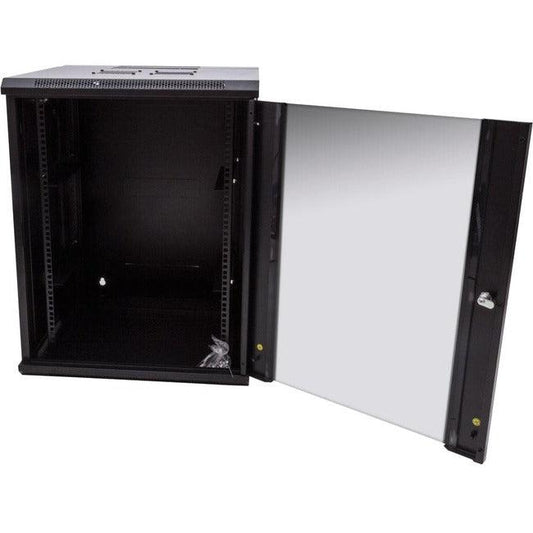 12U Double Section Wall Mount,Swing Out Rack With Glass Door