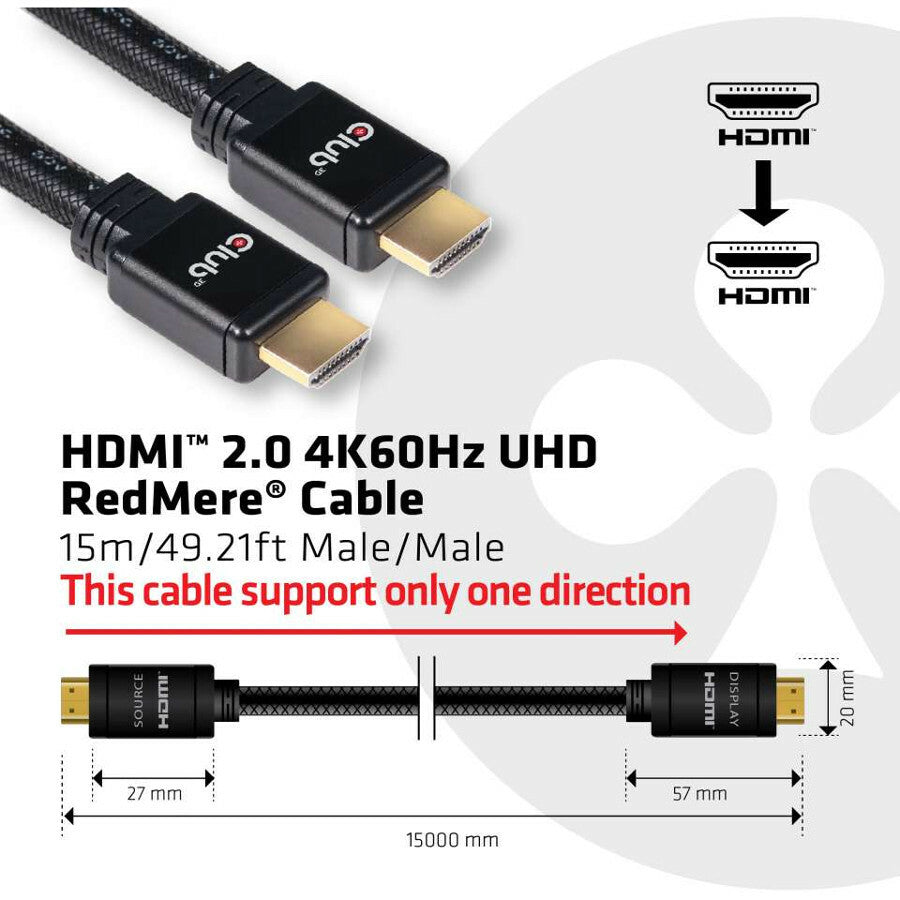 15M Hdmi 2.0 M-M Cable True 4K,60Hz 4K Uhd- Redmere