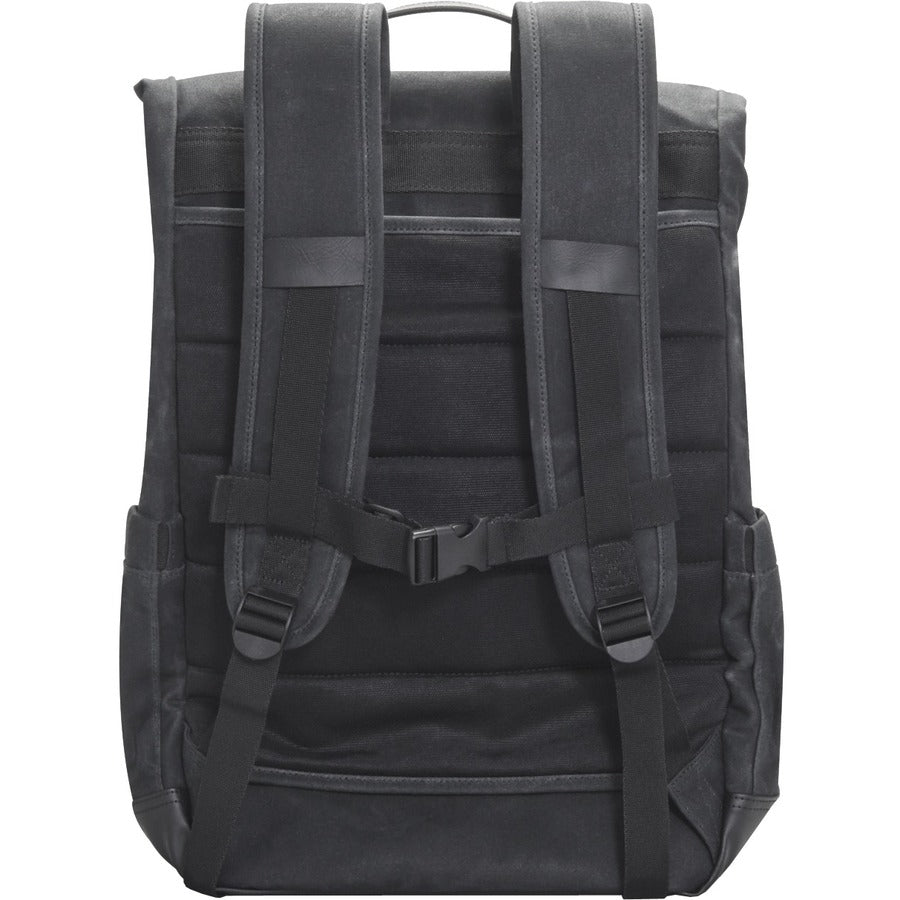 16In Elite Canvas Backpack Blk,Rolltop Quick Access Pocket